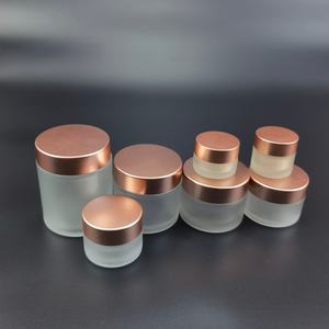 5ml 10ml 15ml 20ml 30ml 50ml 60ml Straight Round <b>Rose</b> Gold Lid Cosmetic Face Cream Jar Pink Glass Cream Jars with Spoon - Product Image 2