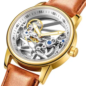 Benutzer definiertes Logo Wasserdichte klassische Montre Homme Automatique Mechanisches Skelett Luxus Armbanduhren für Männer Großhandel