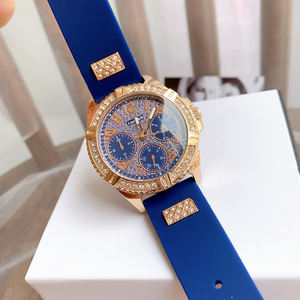 GUESST ファッション ゴールド ダイヤモンド ウォッチ 女性用 3 針大型ダイヤル ブラック シリコン クォーツ レディース ウォッチ W1160L1 - Product Image 4