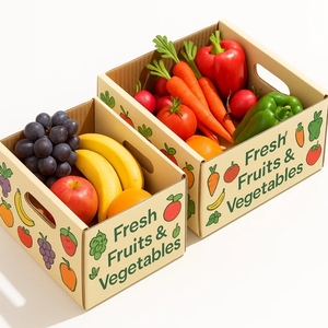 Carton d'emballage en carton recyclable de boîte de plateau ondulé coloré pour le <span class=keywords><strong>transport</strong></span> de stockage de légumes de fruits et l'affichage au détail - Product Image 3