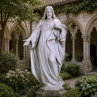 Statue du Sacré-Cœur de Jésus en marbre blanc naturel sculpté à la main BLVE, sculpture religieuse pour la décoration d'église