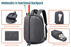 ZUOLUNDUO élégant sac à dos de sport étanche Polyester Tennis Gym polochon avec compartiment à chaussures ordinateur portable marche sac de sport - Product Image 3