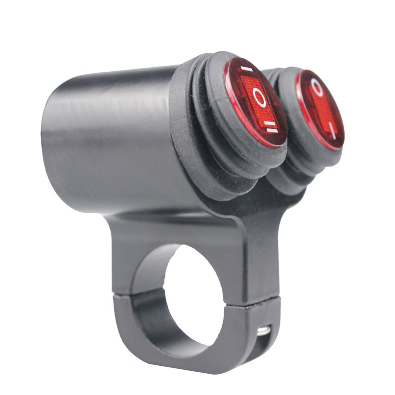 Переключатель из алюминиевого сплава для мотоцикла, электрического транспортного средства, Двухкнопочный переключатель на руль с самоблокирующейся кнопкой автосброса с подсветкой