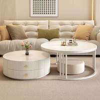 Table basse moderne en bois style crème, nouveau modèle 2025, mobilier de maison haut de gamme de luxe léger, idéale pour salon, extensible avec rangement