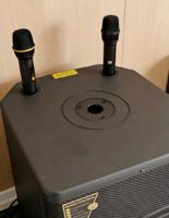Speaker Trolley Kayu 15" Daya Besar 12V/20A Isi Ulang Dilengkapi Mic Speaker Karaoke Nirkabel Dengan BT/USB/TF/TWS/DSP/MIC/LIVE