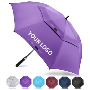 Custom Print Corporate Gift Purple Large Golf Umbrella 60 Inch Auto Open Windproof Fiberglass <b>Frame</b> for Golf Event - Product Image 3