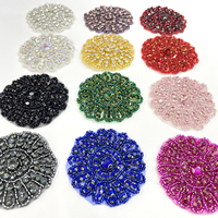 Appliques en strass de cristal à coudre faites à la main PE093, patchs à strass thermocollants pour sacs à fleurs et vêtements