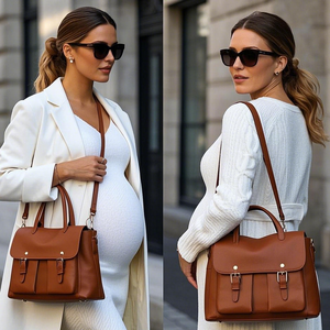 <span class=keywords><strong>Sac</strong></span> à couches en cuir vegan marron <span class=keywords><strong>fait</strong></span> <span class=keywords><strong>main</strong></span> vintage pour maman <span class=keywords><strong>sac</strong></span> à couches pour nouveau-né avec matelas à langer et étui à sucette - Product Image 4