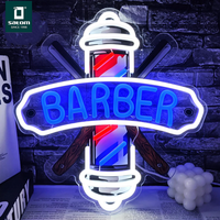 Enseigne de salon de coiffure LED avec lumière ouverte/fermée pour la décoration de fenêtre