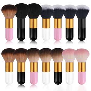 แปรงคาบูกิสำหรับแป้งฝุ่นแบบขายส่ง ขนาดใหญ่ สีดำ แปรงแต่งหน้าสำหรับใบหน้า ขนแปรงสังเคราะห์วีแกน แปรงปัดแก้ม อุปกรณ์เสริมความงาม - Product Image 2