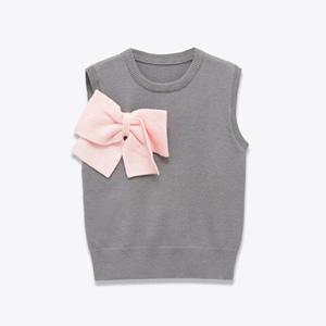 Ropa de Mujer para Primavera/Otoño 2025, Nuevo Chaleco de Punto con Lazo, Color Sólido, Transpirable, 300g, Cuello Retro - Product Image 1