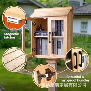Wooden Outdoor Book Box Double Compartment <b>Solid</b> <b>Wood</b> Storage With Magnetic Latches For Garden Reading - Product Image 1