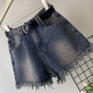 Shorts de mezclilla de pierna ancha de cintura alta, holgados, ecológicos, estilo vintage y deportivo, con acabado lavado a la arena <span class=keywords><strong>para</strong></span> <span class=keywords><strong>mujer</strong></span> - Colección Verano - Product Image 1
