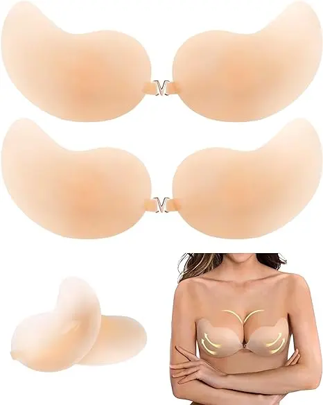Yükseltilmiş kadın seksi stilleri Push-Up sütyen Mango fincan görünmez Backless askısız yapıştırıcı dikişsiz nefes balenli destek