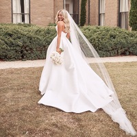 Robes de mariée LY-WD0141 robe de mariée blanche sexy simple taille personnalisée robe de mariée en satin français grande taille sans manches