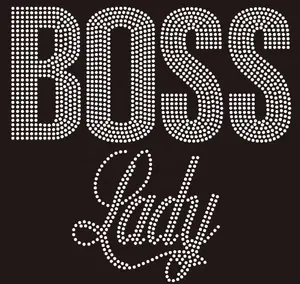 Personalizado al por mayor Sassy Cheer y Boss Lady rhinestone Transferencia de hierro en apliques para camisa ostentosa