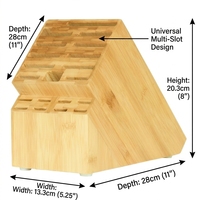 Grand bloc à couteaux universel en bambou, support de couteaux de comptoir à plus de 20 fentes, compatible avec toutes les marques de couteaux, 11x5x8 pouces