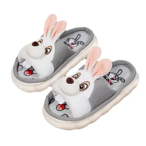 Wholesale Women Indoor Cool Flax Slides Home Summer Cute Pig Animal Slippers