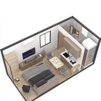 Ensemble complet de maison pliable meublée, bâtiment préfabriqué en conteneur, café pop-up, cabane modulaire portable