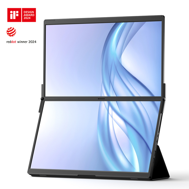 JSAUX FlipGo 15.6" 1080P Dual Screen Portable Monitor | Triple Laptop Screen Extender | HiDPI | One Cable to Dual | Built-in HUB