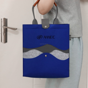 Bolsos Tote Rectangulares de Diseño Clásico de Fieltro PET para Mujer, Color Sólido, con Cierre Abierto, Personalizables con Logotipo, Venta al Por Mayor - Product Image 1