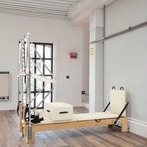 Lit de Pilates semi-surélevé en hêtre durable avec tour pour équipement d'entraînement de <span class=keywords><strong>yoga</strong></span> à noyau semi-suspendu - Product Image 1