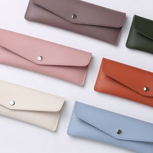 Étui à crayons portable en cuir PU avec bouton-pression, pochette fine pour stylos, organiseur de papeterie, cadeaux pour étudiants - Product Image 2