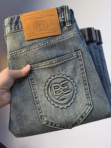 <span class=keywords><strong>Jeans</strong></span> in cotone Denim 100% da uomo di marca Custom Designer italiano, <span class=keywords><strong>Jeans</strong></span> di alta qualità da uomo con doppia pietra lavata - Product Image 1