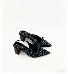 Sandales élégantes à enfiler, style féerique, avec nœud floral à la française, talon épais et bandeau intégré - Product Image 3