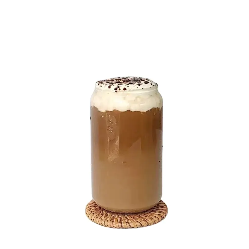 アマゾンのホットな新しいガラスメイソンカップは、竹の蓋とストローが付いた透明なコーヒーカップです