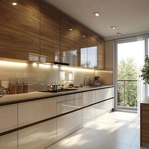 Meubles de cuisine modernes laqués, armoires de cuisine modulaires blanches de style américain de luxe - Product Image 2