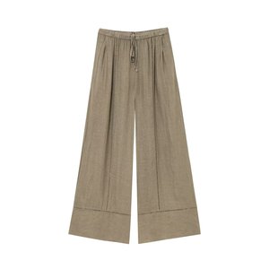 PB & ZA Mujeres 2025 Verano Nuevo Chic <span class=keywords><strong>Moda</strong></span> Lino Tiene una cintura media y pantalones de piernas anchas Vintage Cintura alta Pantalones femeninos Mujer - Product Image 2