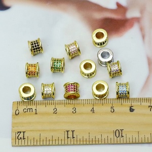 ลูกปัดทรงกระบอกหลากสี DIY รูใหญ่ ชุบทอง 18K ทองเหลืองสไตล์พังก์ สำหรับทำจี้เครื่องประดับ - Product Image 6
