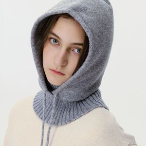 Balaclava coréenne transfrontalière 28*52 pour <span class=keywords><strong>femme</strong></span>, <span class=keywords><strong>tricot</strong></span>ée en Spandex, couleur unie, amincissante, chaude, protégeant les oreilles, automne-hiver - Product Image 2
