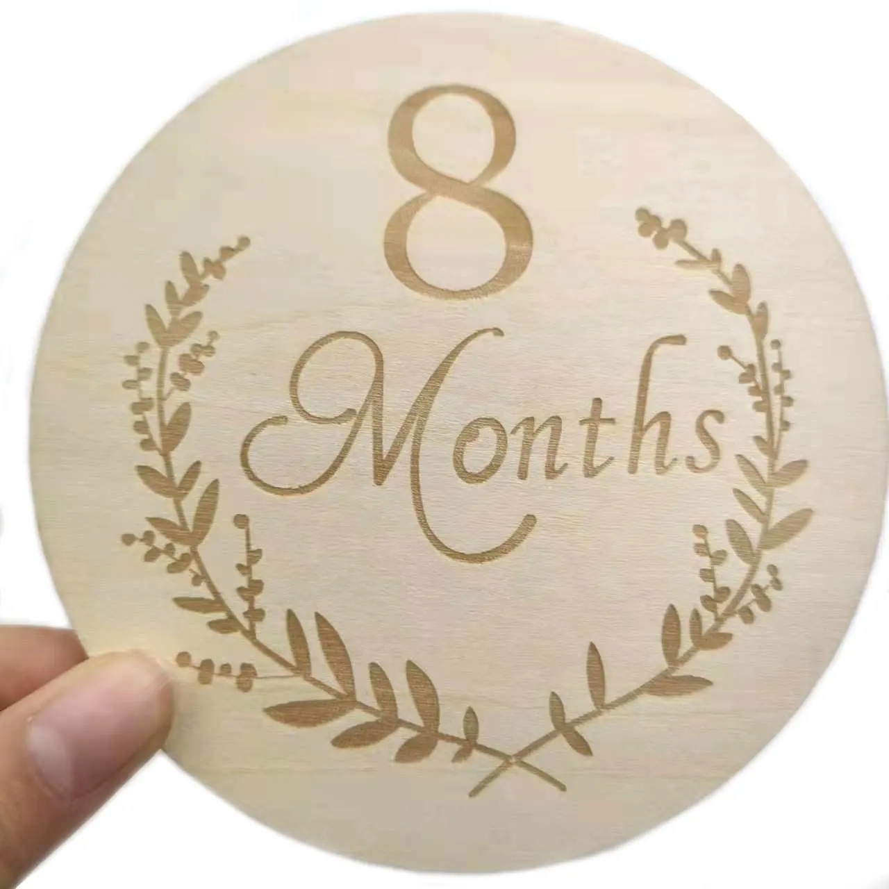 Eerste Jaar 3d Gedrukt Maandelijks Houten Mijlpaal Schijf Op Maat Pasgeboren Baby Shower Geschenken Folk Art Stijl Populier Plaquette