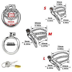 FRRK-313A Hollow Metal Cock Cage Chain Shaped Penis Restriction Chastity Device Cage for Men Long Time <b>Locking</b> Couple BDSM Toys - Product Image 6