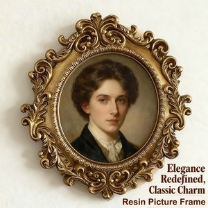กรอบรูปเรซินสีทองโบราณสไตล์ฝรั่งเศสกรอบรูปทรงกลมย้อนยุคสำหรับวางบนโต๊ะและแขวนผนังตกแต่งบ้าน - Product Image 2