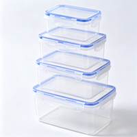 Ensemble de 4 contenants alimentaires en plastique PP étanches avec joint en silicone et couvercle hermétique pour la cuisine, le camping et la préparation des repas en extérieur