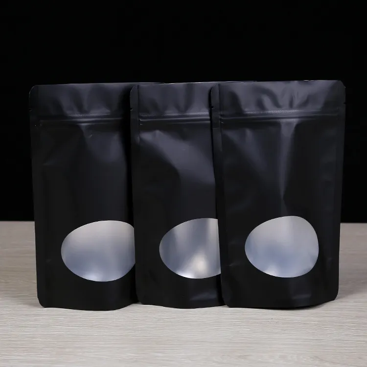 En çok satan özelleştirilmiş Cafe paket ambalaj özel baskılı vana fermuar şeffaf pencere boş Stand Up kahve çanta