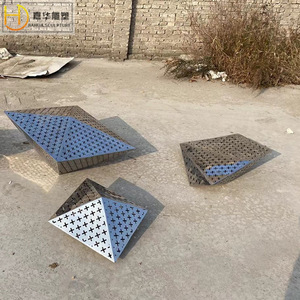 Jiahua Stainless Steel Faceted Hollow <b>Stone</b> Geometric Outdoor Floor Mount Multi-piece Package - Product Image 4