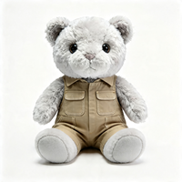 Ours en peluche gris en gros, personnalisés en forme d'animaux, jouets en peluche en vrac avec vêtements, ours en peluche personnalisés