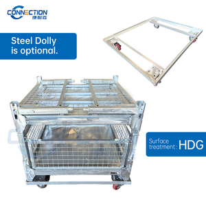 Palette de stockage pliable en acier <span class=keywords><strong>galvanisé</strong></span> robuste, cage à fil avec chariot - Product Image 5