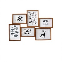 Set Bingkai Foto Dinding Kreatif 6-inci 7-inci Multi Panel Kayu Komposit Dekorasi Dinding Amerika 6-panel Dinding Foto