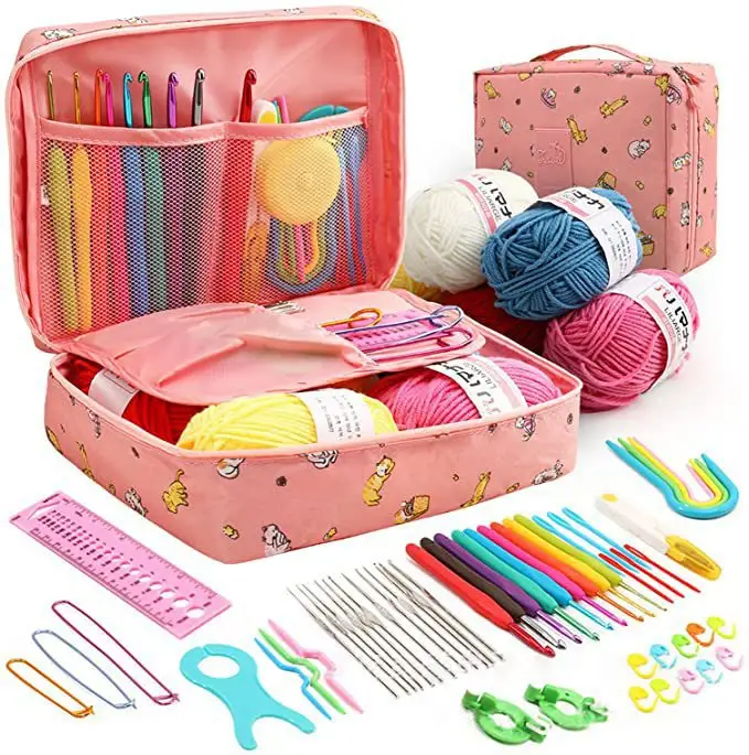 Strick nadeln Set Häkeln adeln Set mit Aufbewahrung tasche DIY Needle Arts Craft Schere Stich markierungen Näh werkzeuge