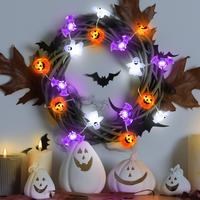 Guirlande lumineuse LED décorative pour Halloween, motifs chauve-souris et fantômes, pour intérieur et extérieur