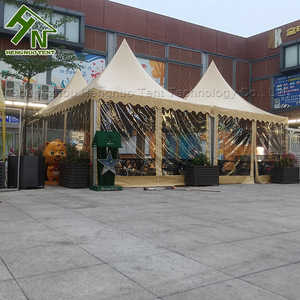 Gazebo a Pagoda 4x4m <span class=keywords><strong>Marrone</strong></span> <span class=keywords><strong>Beige</strong></span> Impermeabile in PVC per Esterni, Ideale per Caffetterie o Negozi - Product Image 1