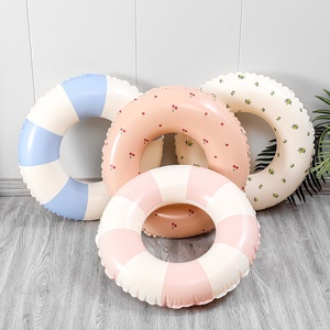 Bouée de natation épaissie pour enfants avec design rétro rayé et couleurs assorties - Product Image 4