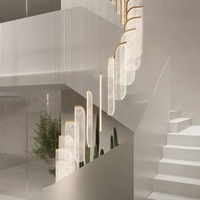 Lustre LED carré moderne en verre bulle personnalisé pour hall d'hôtel et plafond de restaurant, escalier