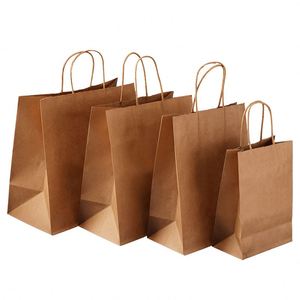 Sacs en papier kraft personnalisés avec logo imprimé, poignées torsadées, sacs en papier pour le shopping, emballages à emporter - Product Image 5