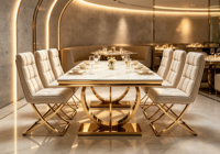 Ensemble de salle à manger de luxe moderne en céramique pour 6 personnes, idéal pour restaurants et hôtels, vente en gros B2B